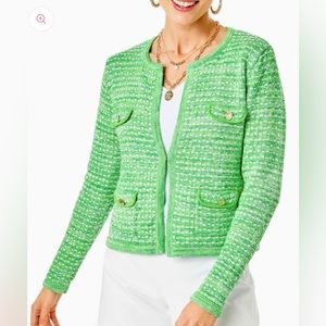 Green with white fleck cardigan